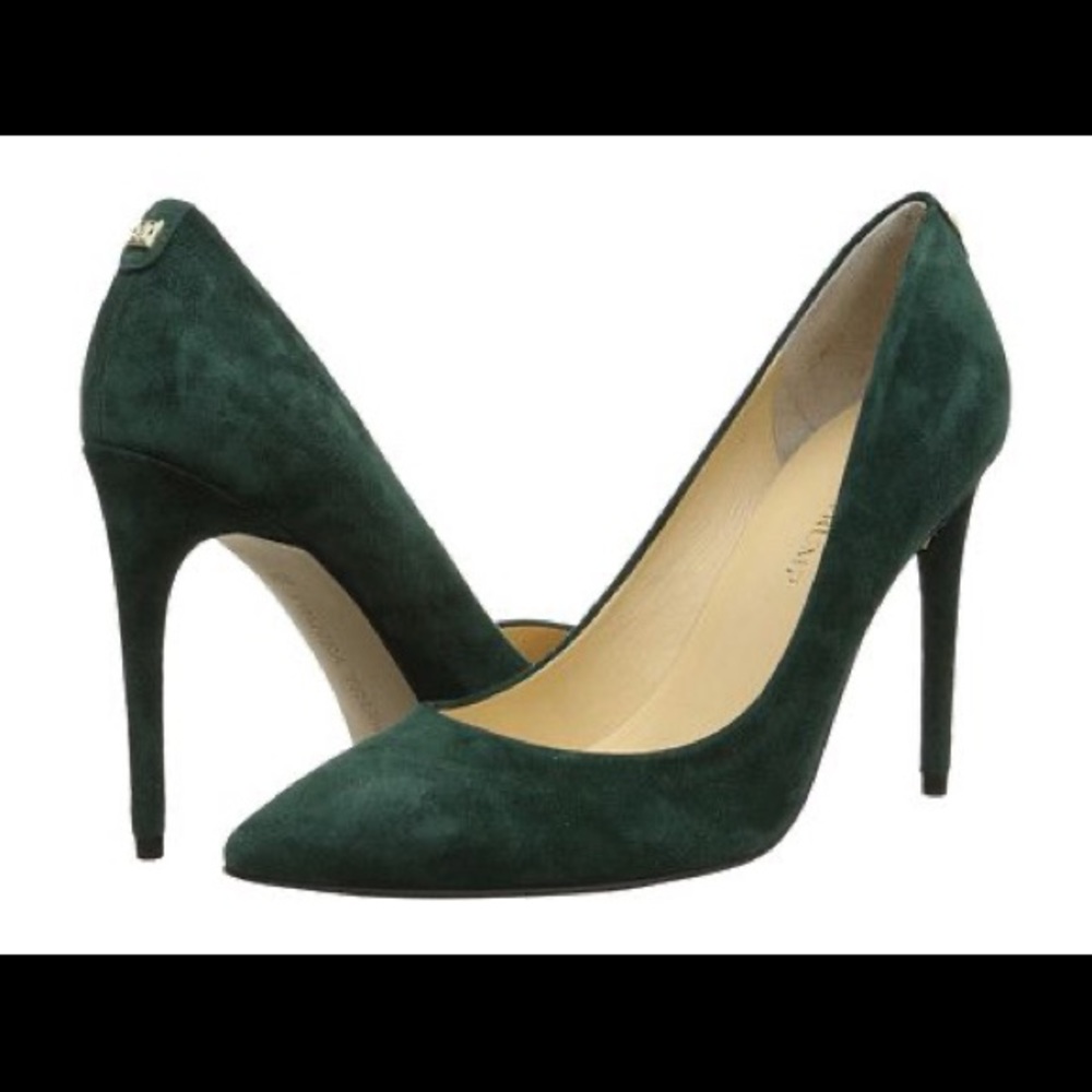Ivanka Trump Kayden green suede heels pumps shoes